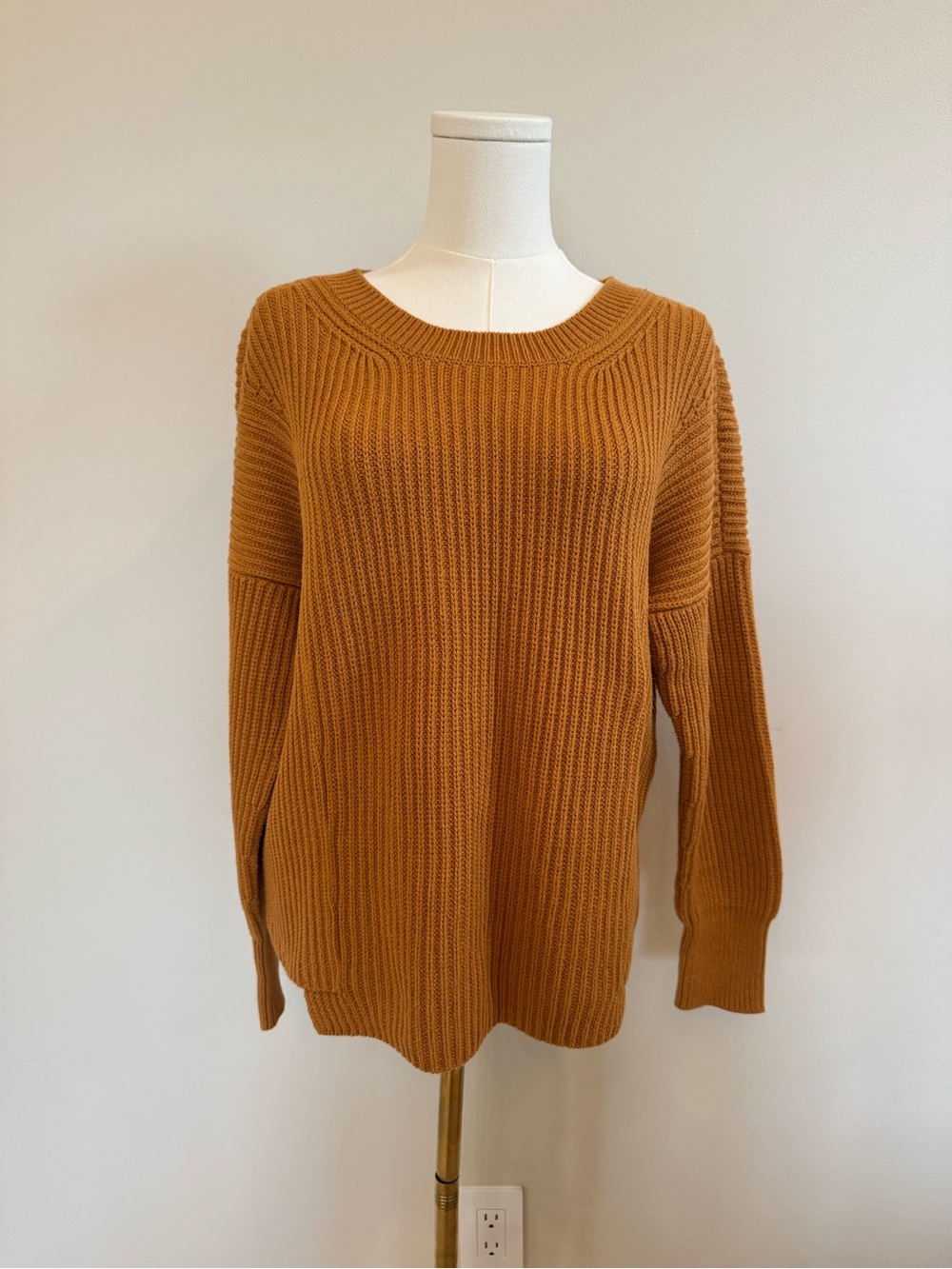 CAbi Ribbed Crewneck Sweater in Burnt Orange